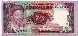 SWAZILAND,20 EMALANGENI,1978,P.5,SPECIMEN,UNC - Swaziland