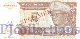 ZAIRE 5 N. ZAIRES 1993 PICK 53s SPECIMEN UNC - Zaïre