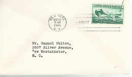 57740) USA New York 1945 Postmark Cancel FDC - 1941-1950