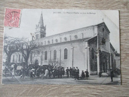 38 JALLIEU LA PLACE ET EGLISE JOUR DE MARIAGE ANIMEE - Jallieu