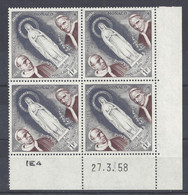 MONACO - N° 492 - APPARITIONS De LOURDES - Bloc De 4 COIN DATE - NEUF SANS CHARNIERE - 27/3/58 - Neufs