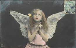 Delcampe - Themes Div-ref PP306- Enfants -enfant Ange - Fillette Angelot  - Theme Anges - Angelots - - Anges
