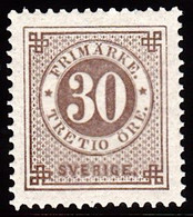 1886. Circle Type. Perf. 13. Posthorn On Back. 30 öre Pale Brown. Beautiful. Scarce In This Qu... (Michel 35) - JF100812 - Ungebraucht
