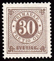 1886. Circle Type. Perf. 13. Posthorn On Back. 30 öre Pale Brown. Beautiful. Scarce In This Qu... (Michel 35) - JF100812 - Ongebruikt