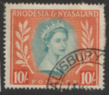 Rhdesia And Nyasaland  1954   SG  14  10/-d  Very Fine Used - Rhodesia & Nyasaland (1954-1963)