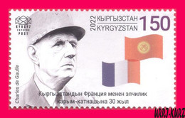 KYRGYZSTAN 2022-2023 Famous People France Military & Political Figure General Charles De Gaulle (1890-1970) Flags 1v MNH - Kirghizistan