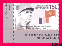 KYRGYZSTAN 2022-2023 Famous People France Military & Political Figure General Charles De Gaulle (1890-1970) Flags 1v MNH - Kirghizistan