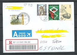 Belgique BELGIUM Belgien 2023 Registered Air Mail Cover To Estonia Wit Many Interesting Stamps - Storia Postale