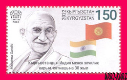 KYRGYZSTAN 2022-2023 Famous People Great India Politician Mahatma Gandhi (1869-1948) Flags 1v Mi KEP 199 MNH - Kirghizistan