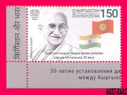 KYRGYZSTAN 2022-2023 Famous People Great India Politician Mahatma Gandhi (1869-1948) Flags 1v Mi KEP 199 MNH - Kirghizistan