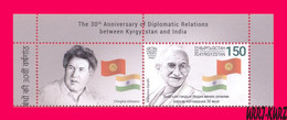 KYRGYZSTAN 2022-2023 Famous People Great India Politician Mahatma Gandhi (1869-1948) Flags 1v+ Mi KEP 199 MNH - Kirghizistan