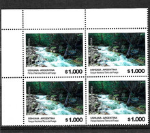 #75226 ARGENTINA 2023 NATIONAL PARC TIERRA FUEGO FIRELAND MOUNTAIN RIVER BLOC OF 4 NEW HIGH VALUE - Nuovi