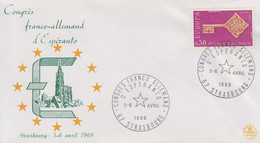 Enveloppe    FRANCE   Congrés   Franco - Allemand    D'  ESPERANTO     STRASBOURG    1969 - Esperánto