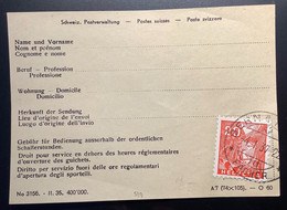 Schweiz BERN1937 Seltenes Formular"Gebühr Für Bedienung Ausserhalt Der Ordentlichen Schalterstunden"(198 Brief - Briefe U. Dokumente