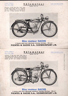 (moto  ) Motocyclettes FICHTEL ET SACHS  1937-38   (M5333) - Motos