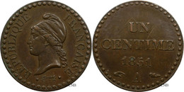 France - IIe République - 1 Centime Dupré, IIe République 1851 A Accent - TTB+/AU50 - Fra4794 - 1 Centime