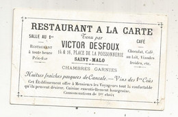 Carte De Visite, Restaurant à La Carte,  Victor DESFOUX,  35 ,  SAINT MALO , Chambres Garnies - Cartoncini Da Visita