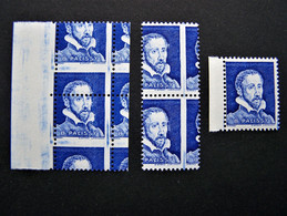 BERNARD PALISSY N° Pa9 ** OUTREMER VIF VARIETE DE PIQUAGE VERTICAL ET HORIZONTAL SANS CHARNIERE VIGNETTE EXPERIMENTALE - Proefdrukken, , Niet-uitgegeven, Experimentele Vignetten