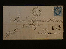 AX18  FRANCE BELLE  LETTRE 1862  BORDEAUX A PERRIGUEUX    ++N°14 +VOISIN  +AFFR. INTERESSANT + - 1853-1860 Napoléon III.