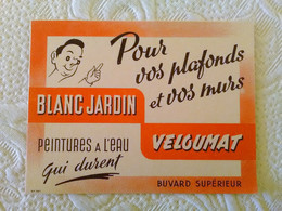 Buvard PUBLICITE PEINTURE A L'EAU BLANC JARDIN VELOUMAT POUR VOS PLAFONDS ET VOS MURS ILLUSTRATEUR - Farben & Lacke