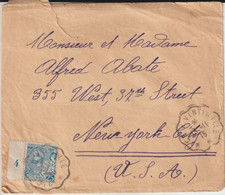 1915 - MONACO - YVERT N°25 (BORD MILLESIME) ! SEUL SUR LETTRE Avec AMBULANT NICE à VINTIMILLE => NEW-YORK (USA) - Briefe U. Dokumente