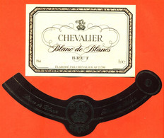 Etiquette + Collerette De Vin Mousseux Blanc De Blancs Brut Chevalier à 21700 - 75 Cl - Blancs