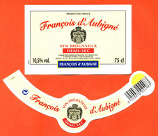 Etiquette + Collerette De Vin Mousseux Demi-sec François D'aubigné à Tournan En Brie - 75 Cl - Blancs