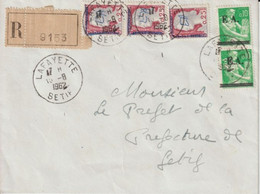 1962 - ETAT ALGERIEN - "EA" MIXTE SURCHARGE MANUSCRITE + IMPRIMEE ! NEF / DECARIS ENV. RECOMMANDEE De LAFAYETTE => SETIF - Algeria (1962-...)