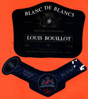 Etiquette + Collerette De Vin Mousseux Blanc De Blancs Demi-sec Louis Bouillot à 21700 - 75 Cl - Weisswein