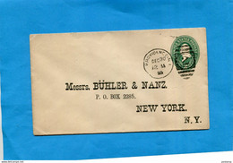 -Marcophilie-USA-lettre -entier Postal Stationnery-cad Providence 30 Dec 1895-pour BUHLER New York - Autres & Non Classés