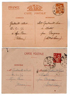 TB 4013 - Guerre 39 / 45 - Entier Postal X 2 - Mr A. GASTAULT à LYON - BRON Pour Mr L. GASTAULT à DISTRE Par BAGNEUX - Cartes Postales Types Et TSC (avant 1995)