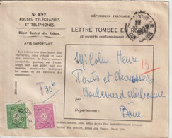 1950 - ALGERIE - TAXE Sur ENVELOPPE "LETTRE TOMBEE EN REBUT !! De CONSTANTINE => BONE - Storia Postale