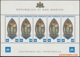 San Marino 1977 - Mi:KB 1147, Yv:F 949, Sheet - XX - 100 Years Stamps - Blocchi & Foglietti