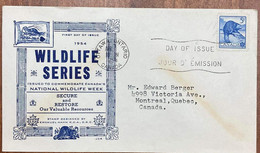 CANADA, 1954,PRIVATE FDC, NATIONAL WILDLIFE SERIES, SQUIRREL IMAGED STAMP ON COVER. - Cartas & Documentos