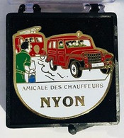 TINTIN - L'AFFAIRE TOURNESOL - RG - HERGE - AMICALE DES CHAUFFEURS SAPEURS POMPIERS DE NYON - SUISSE -JEEP "WILLYS"-(18) - Cómics