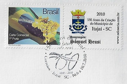 Brazil 2010 Cover Personalized Stamp + Commemorative Cancel 150th Anniversary Of Itajaí City Coat Of Arms Samuel Heusi - Personalisiert