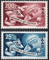 Aufnahme In Den Europarat 1950: Michel-N° 297-298 ** Postfrisch MNH (Michel 2020 = 230.00 Euro) - Luftpost