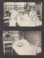 LOT DE 2 CARTES PHOTO  -  CONVALESCENT SUR SON LIT D'HOPITAL - 1917 - ALLEMAGNE ? - A IDENTIFIER - Santé