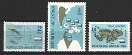 ARGENTINE. N°682-3 + PA 97 De 1964. Cartographie Des Malouines. - Autres & Non Classés