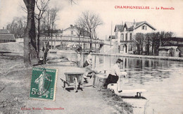 FRANCE - 54 - CHAMPIGNEULES - La Passerelle - Laveuse - Carte Postale Ancienne - Andere & Zonder Classificatie