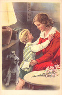 Fantaisie - Illustration Non Signée - Un Garçon Prend Sa Maman Dans Les Bras - Chien - Lampe - Carte Postale Ancienne - Unclassified