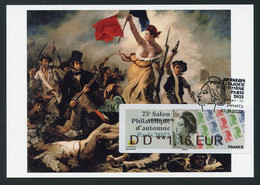 FRANCE (2022) Carte Maximum Card ATM LISA - 75e Salon Philatélique Automne, 40 Ans De La Liberté De Gandon, Delacroix - 2020-…