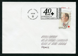 MONACO (2022) Oblitération 40 Ans Présidence SAS Prince Albert II Croix-Rouge Monégasque + Timbre, Red Cross, H. Dunant - Storia Postale