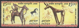 INDIA 2006 MNH Se-tenant Pair, Archaeological Cave Paintings Art Horses Mongolia Joint Issue - Grabados