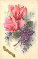 Fantaisie - Fleurs - Fleurs Roses Et Violettes - Bonne Fête - Carte Postale Ancienne - Blumen