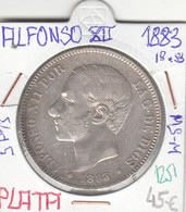 CRE1251 MONEDA ESPAÑA ALFONSO XII 5 PESETAS PLATA 1883 18-83 MSM - Autres & Non Classés