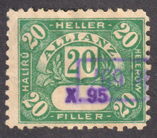 1895 Hungary - Allianz Austria KuK Hungary Slovakia Czechia Poland Insurance REVENUE TAX Label Vignette - Used - Revenue Stamps