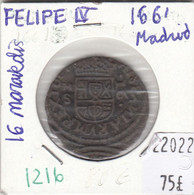 CRE1216 MONEDA ESPAÑA FELIPE IV 16 MARAVEDIS 1661 MADRID - Autres & Non Classés