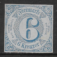 Germania Germany 1862 Thurn Und Taxis Value On White Paper 6Gr Mi N.33 MH * - Ungebraucht