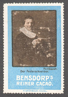 Painting Rembrandt Man Trimming His Quill Netherlands GERMANY Label Vignette Cinderella Bensdorp Cocoa Kassel - Rembrandt